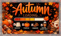 Autumn Loading Stitched Edge Desk Mat – Fall Pumpkin, Sweater & Coffee Desk Pad