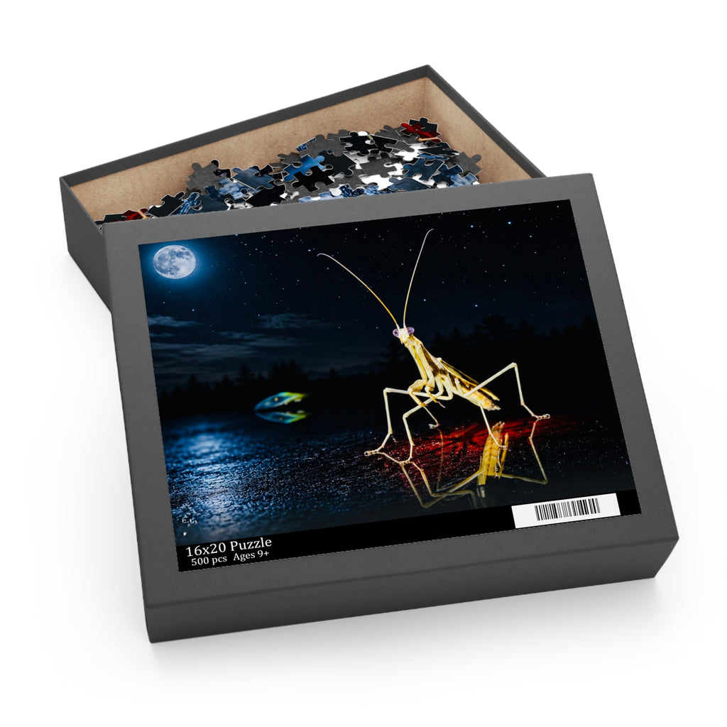 Moonlit Praying Mantis Puzzle — Surreal Nightscape Jigsaw (120/252/500 pcs)