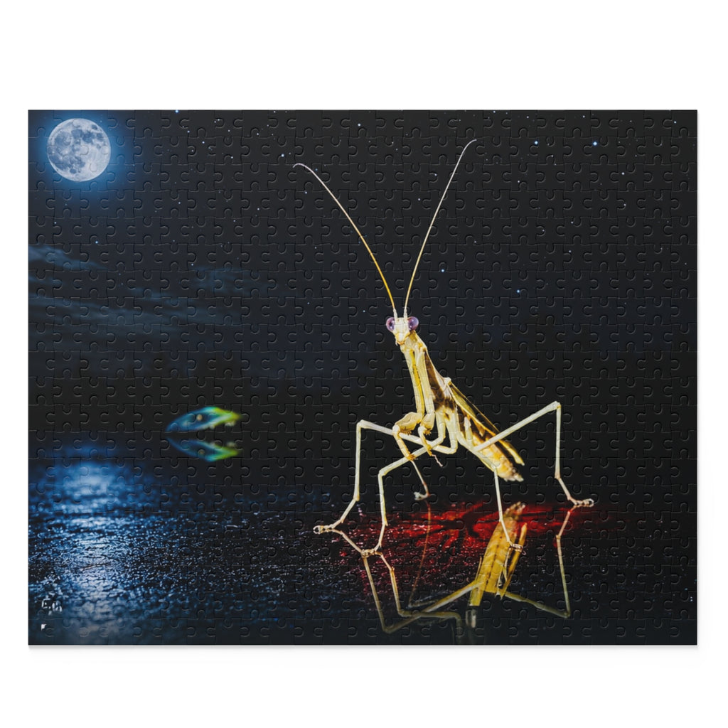 Moonlit Praying Mantis Puzzle — Surreal Nightscape Jigsaw (120/252/500 pcs)