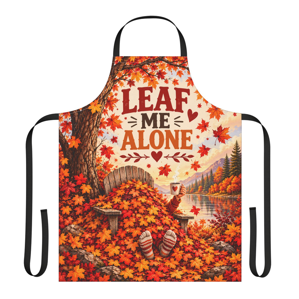 Fall Apron - "Leaf Me Alone" Autumn Kitchen Apron with Cozy Leaves Design