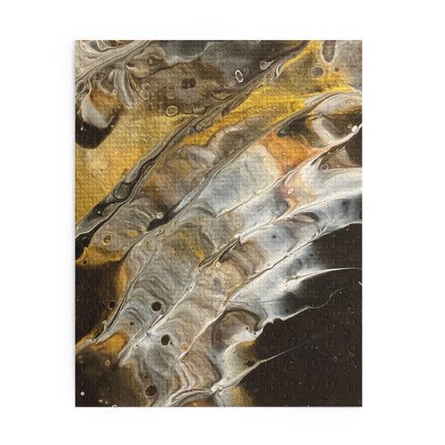 Abstract Gold & Silver Fluid Art Puzzle — 120/252/500-Piece Jigsaw