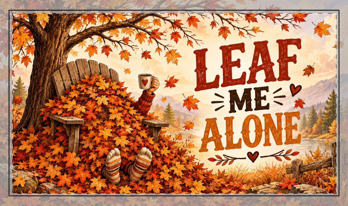 Leaf Me Alone Autumn Desk Mat — Stitched Edge Fall Mousepad