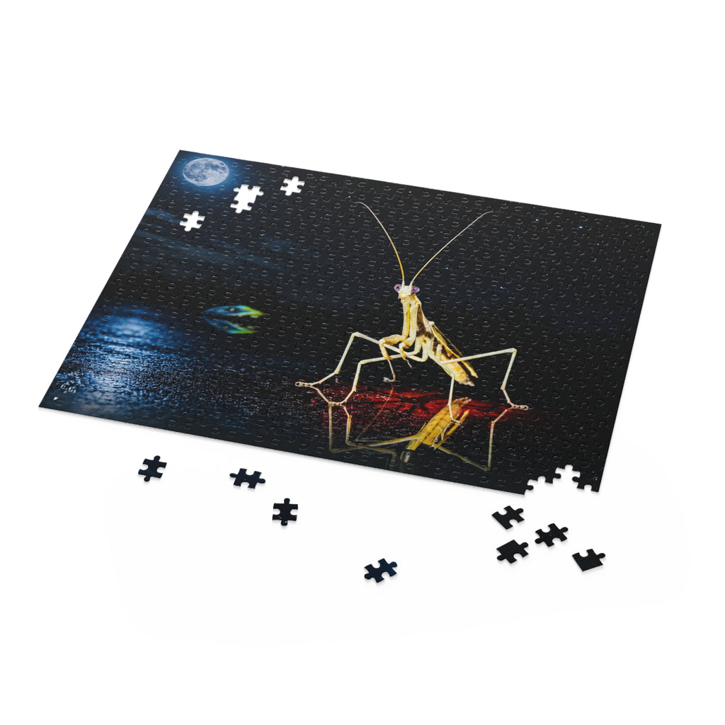 Moonlit Praying Mantis Puzzle — Surreal Nightscape Jigsaw (120/252/500 pcs)