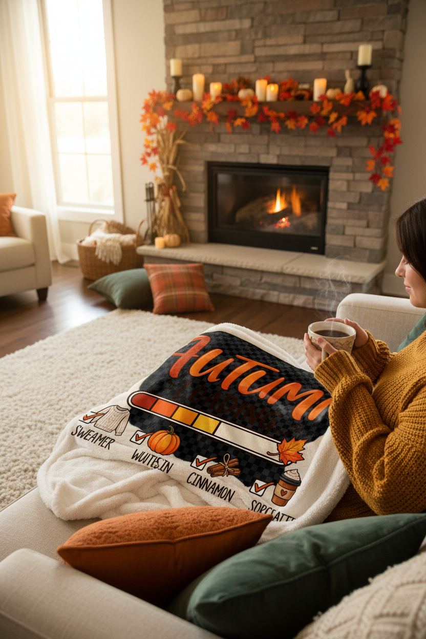 Autumn Loading Fall Throw Blanket