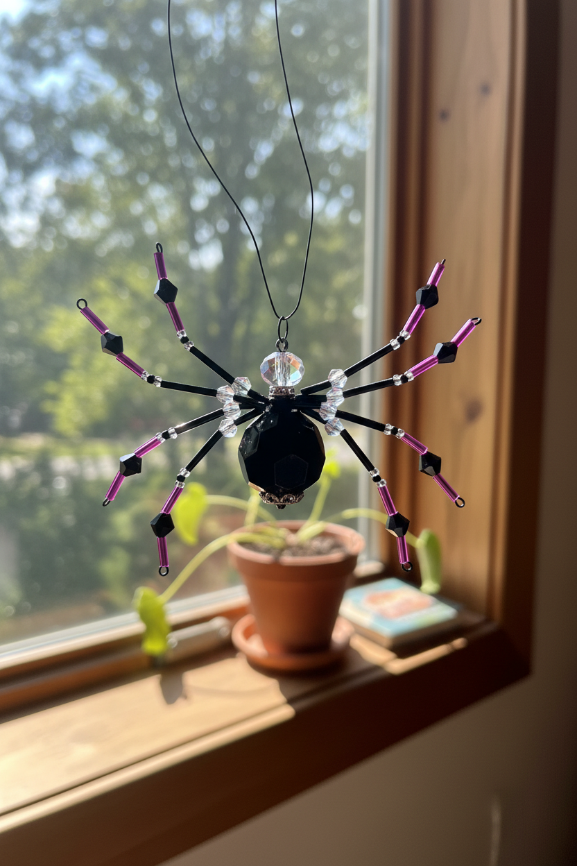 Beaded Spider-Purple/Black
