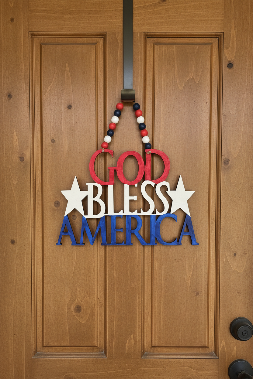 4th of July Wooden Hanger