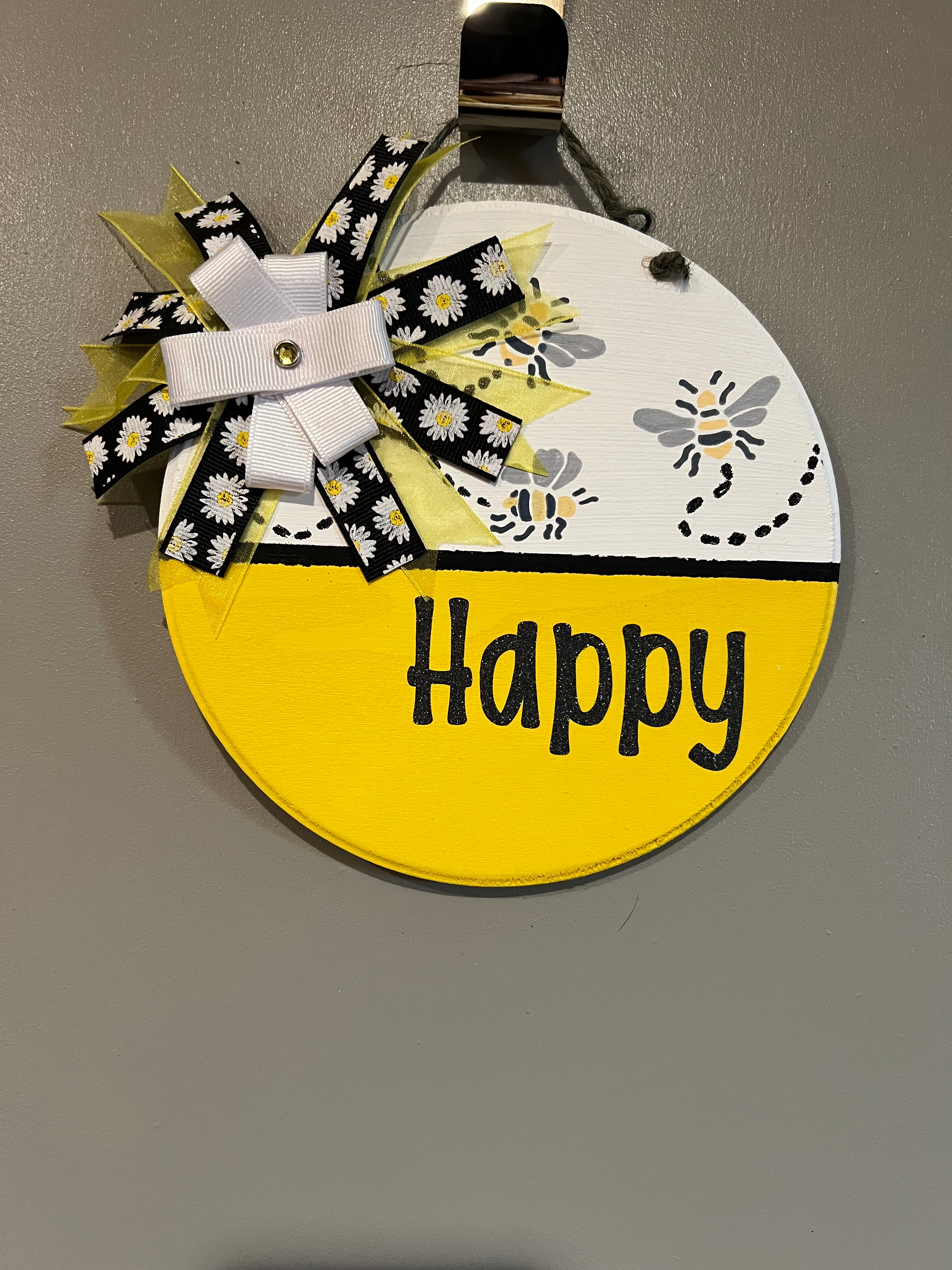 Bee Happy Wooden Wall Plaque