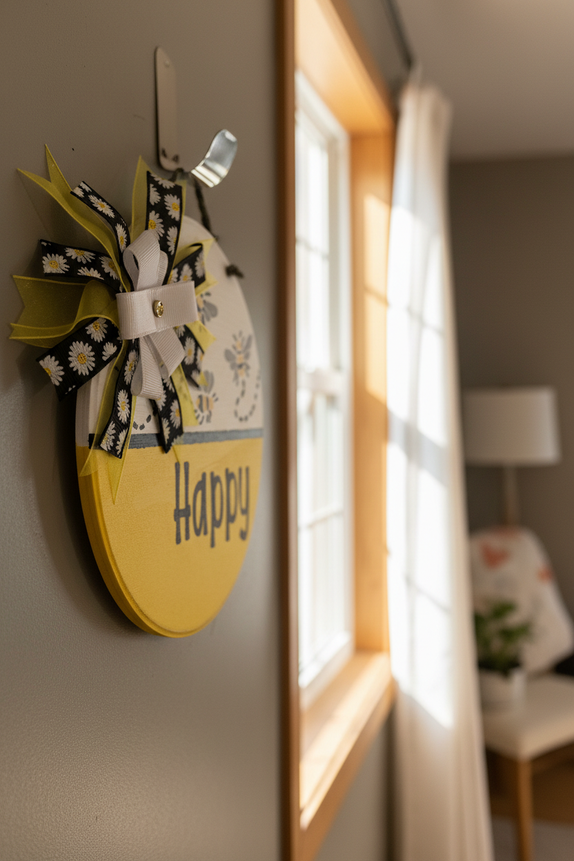 Bee Happy Wooden Wall Plaque
