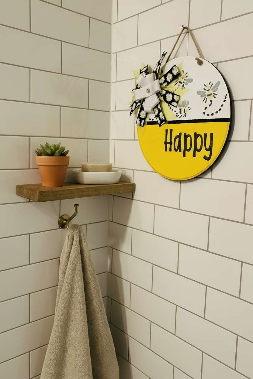 Bee Happy Wooden Wall Plaque