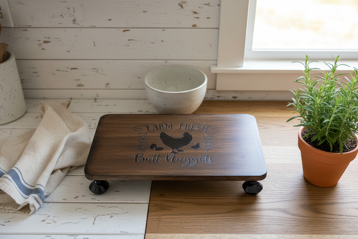 Wooden Riser "Farm Fresh Butt Nuggets"