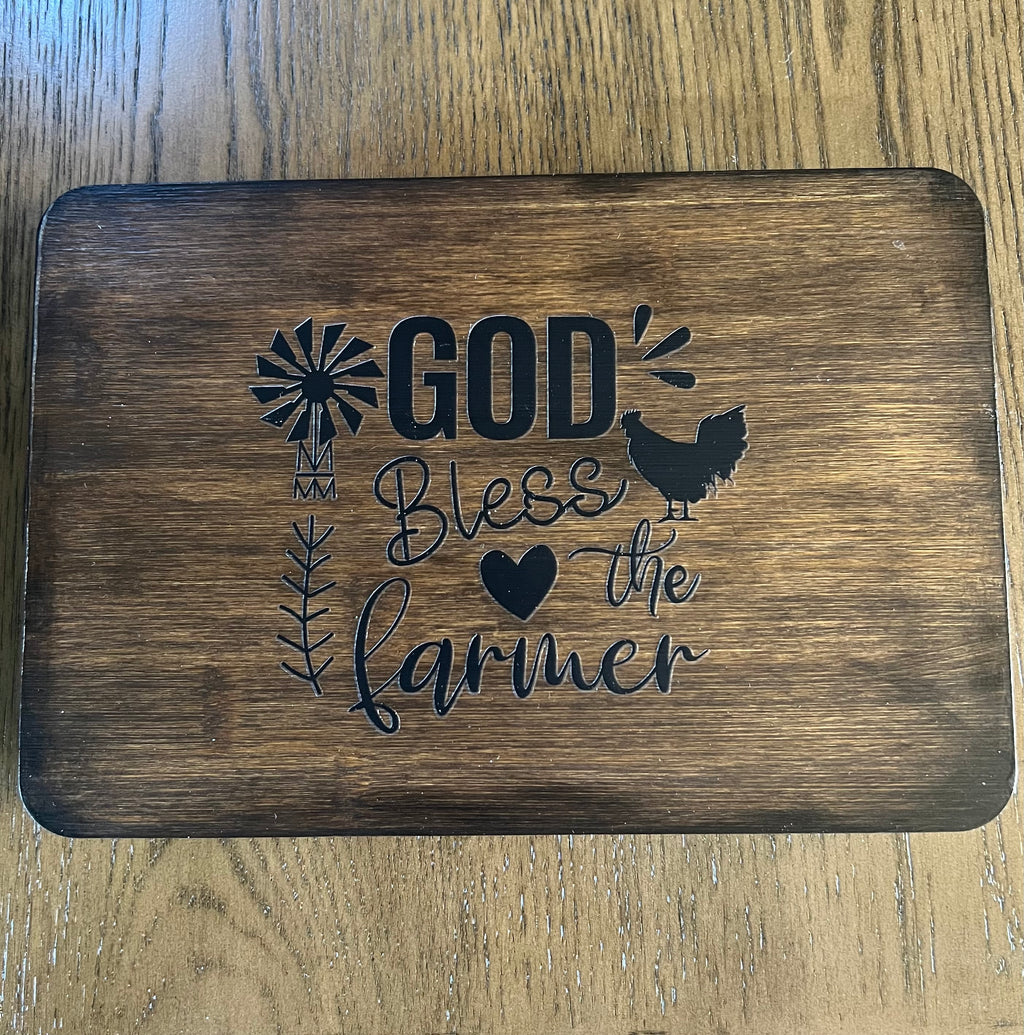 Wooden Riser "God bless the farmer"