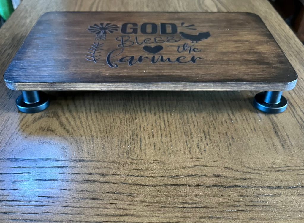 Wooden Riser "God bless the farmer"