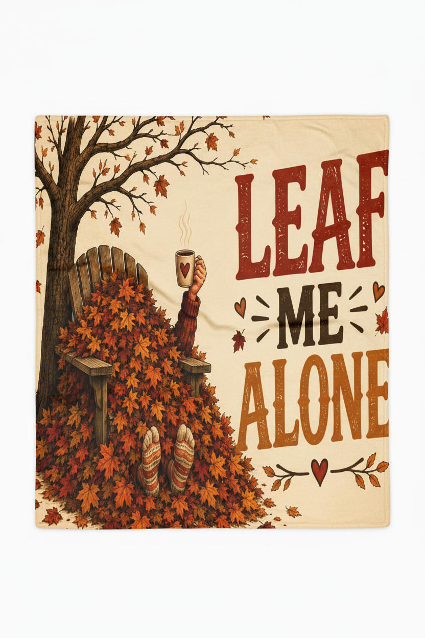 Leaf Me Alone Fall Throw Blanket